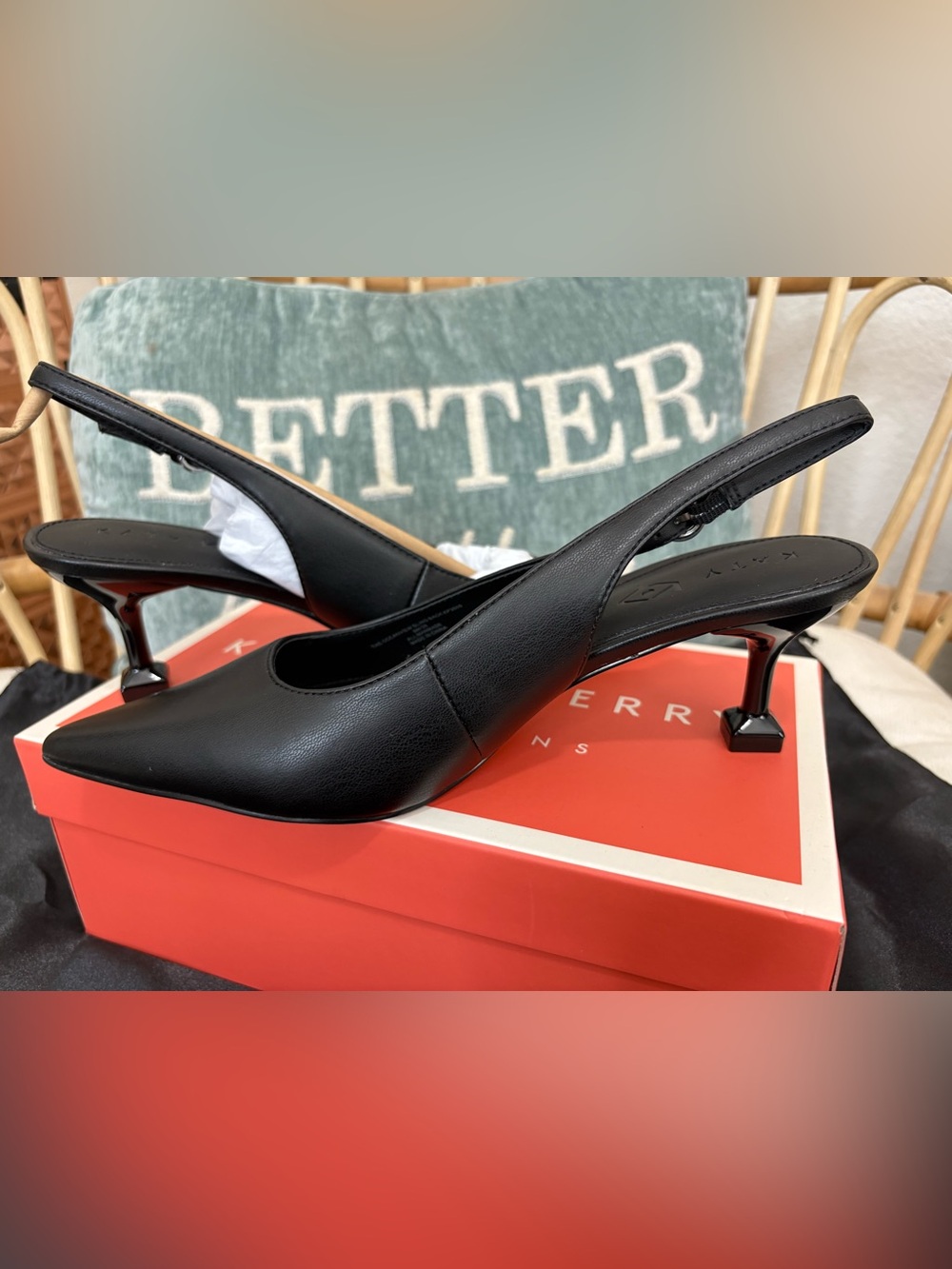 Katy Perry Collections Black Pointed Slingback Heels - Picture 2 of 7